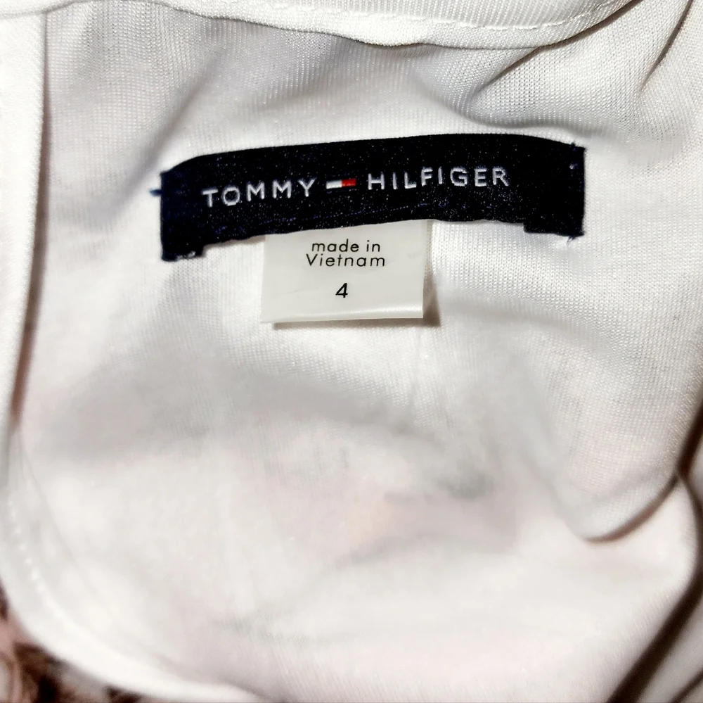 🌸TOMMY HILFIGER Pink Floral chiffon midi dress with belt size 4 - Picture 5 of 10